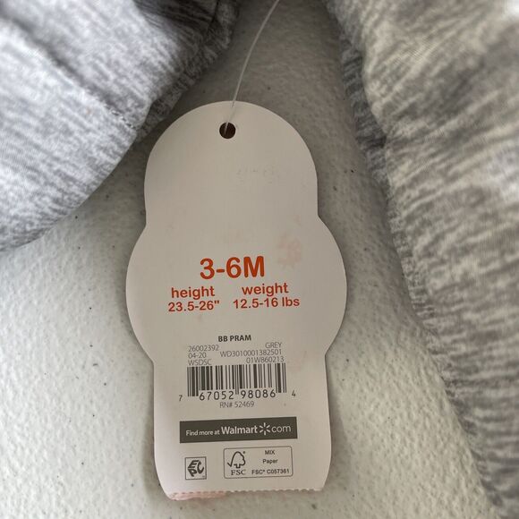 Wonder Nation Baby Sz 3-6M Winter Pram Zipper Front Hooded Snowsuit Gray - Picture 4 of 8